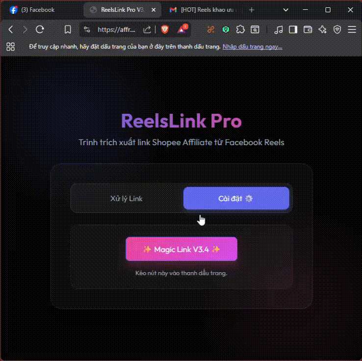 Hướng dẫn kéo thả bookmarklet